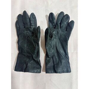 Fownes Black Leather Gloves With 100% Cashmere Lining For Women Size M